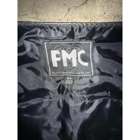 VINTAGE FMC MOTORCYCLE LEATHER VEST SZ 3XL (54) HARLEY DAVIDSON PATCHES, PINS - Picture 10 of 16